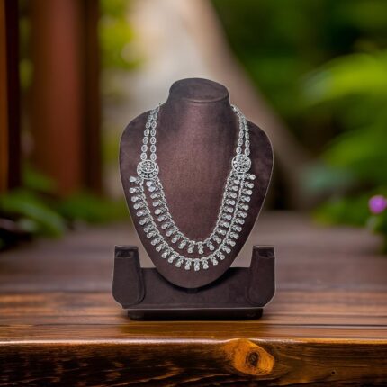 Swaroski and american diamond grand layered necklace set